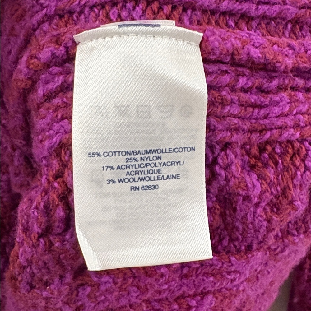 Lands' End Women's high Neck Sweater - Rich Purple - medium - cable knit - Picture 3 of 5